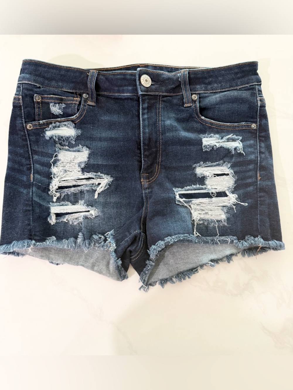 American Eagle Outfitters Distressed Dark Blue Denim Cutoff Shorts-Sz 10